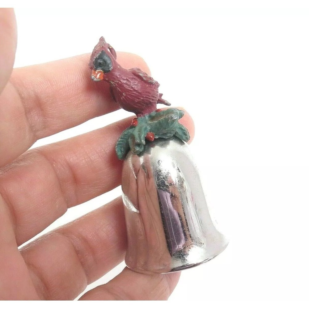 Vintage Ornament BELL Red‎ CARDINAL Bird